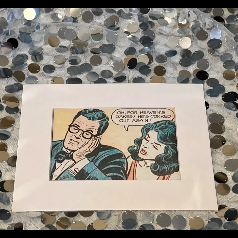 Clark Kent Lois Lane comic Art matted pop love romance asleep tired